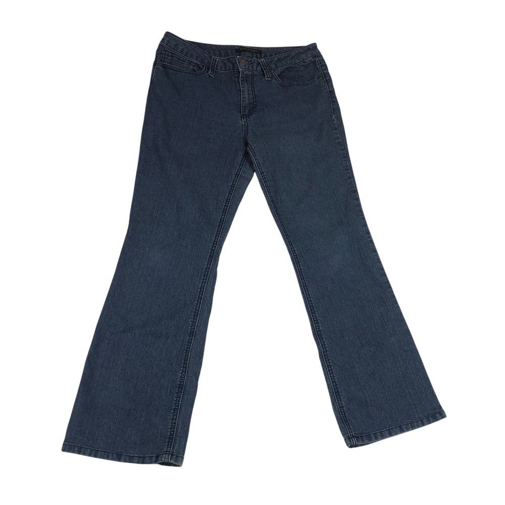 Baccini Womens Dark Wash Bootcut Jeans Rhinestone Back Pockets Blue Size 12P